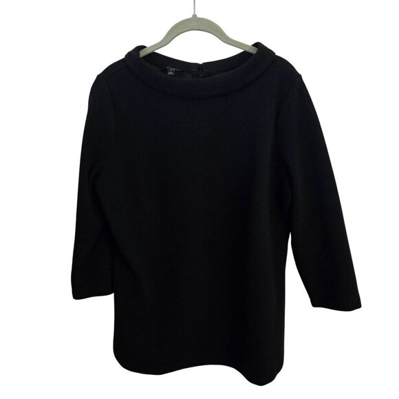 Talbots Black Portrait Collar Jackie O Button Back Vintage Inspired Top Size 1X - Picture 1 of 7